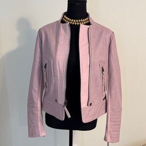 Peace Love World Light Pink Reversible Leather Jacket 0